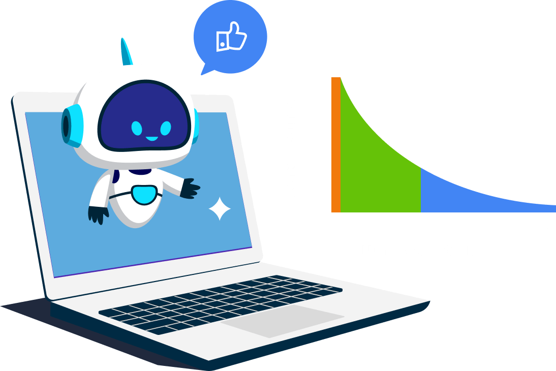 Robot, laptop, keyword chart